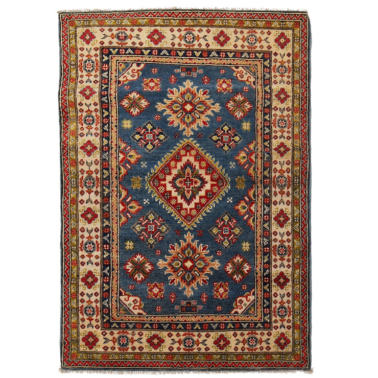 3' x 5' Beautiful Handmade Blue Kazak Rug- Natural Wool