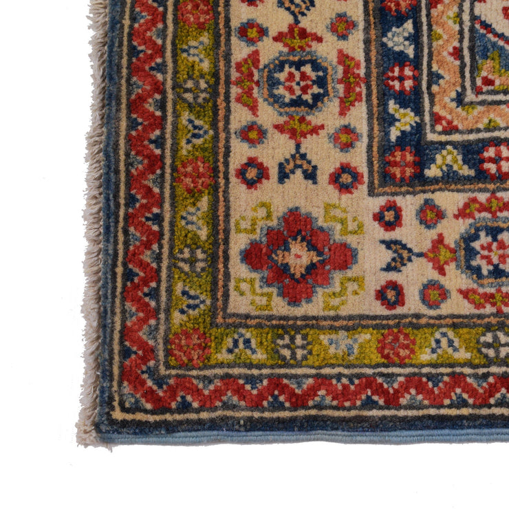 3' x 5' Beautiful Handmade Blue Kazak Rug- Natural Wool