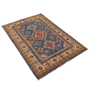 3' x 5' Beautiful Handmade Blue Kazak Rug- Natural Wool