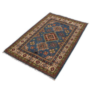 3' x 5' Beautiful Handmade Blue Kazak Rug- Natural Wool