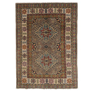 3' x 5' Beautiful Handmade Peanut Brown Kazak Rug- Natural Wool