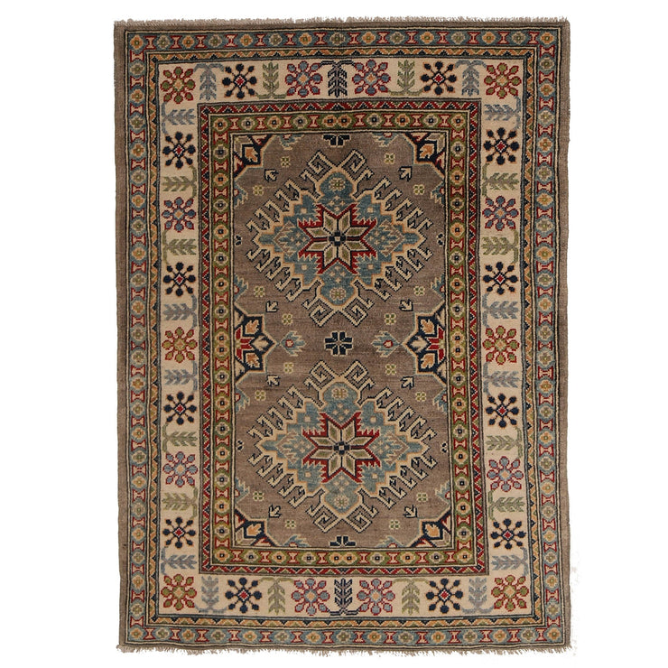 3' x 5' Beautiful Handmade Peanut Brown Kazak Rug- Natural Wool