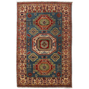 3' x 5' Beautiful Handmade Blue Kazak Rug- Natural Wool