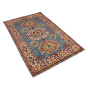 3' x 5' Beautiful Handmade Blue Kazak Rug- Natural Wool