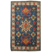 3' x 5' Beautiful Handmade Blue Kazak Rug- Natural Wool