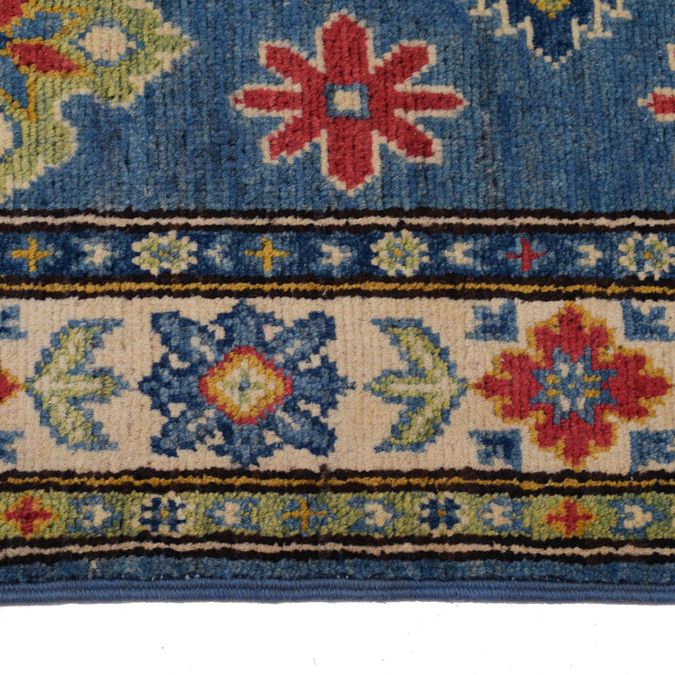 3' x 5' Beautiful Handmade Blue Kazak Rug- Natural Wool