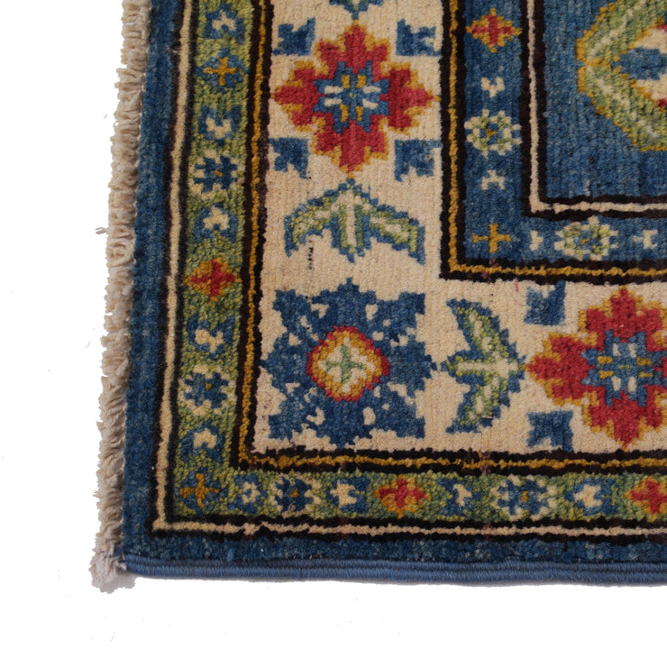 3' x 5' Beautiful Handmade Blue Kazak Rug- Natural Wool