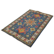 3' x 5' Beautiful Handmade Blue Kazak Rug- Natural Wool