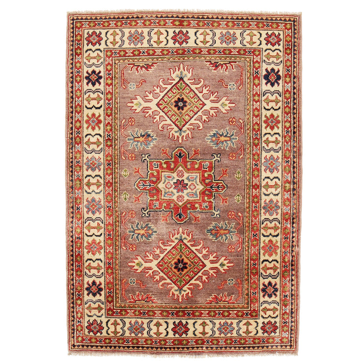 3' x 5' Beautiful Handmade Mustard Brown Kazak Rug- Natural Wool