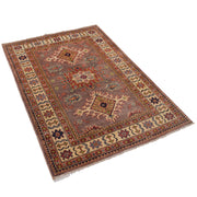 3' x 5' Beautiful Handmade Mustard Brown Kazak Rug- Natural Wool