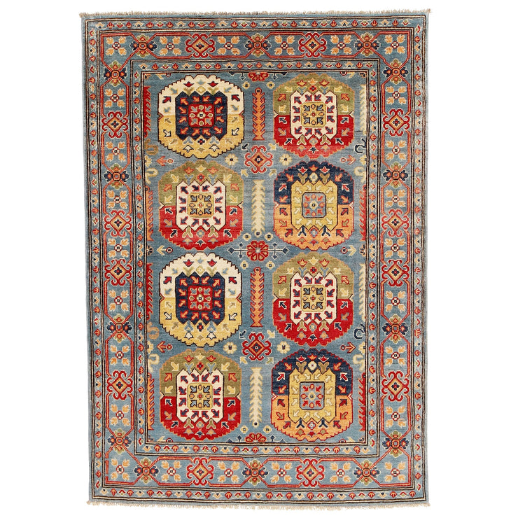 4' x 6' Beautiful Handmade Blue Kazak Rug- Natural Wool