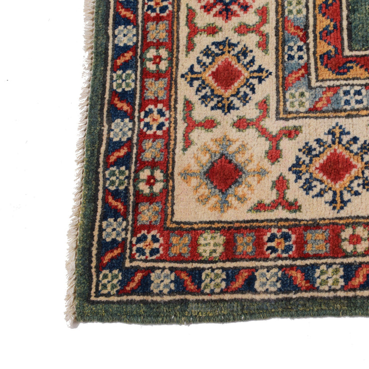 4' x 6' Beautiful Handmade Sage Green Kazak Rug- Natural Wool