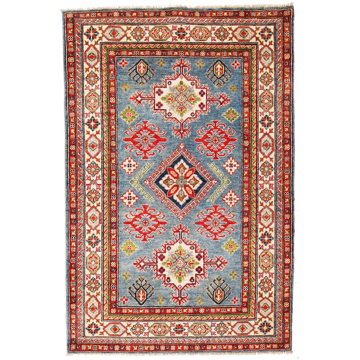 4' x 6' Beautiful Handmade Blue Kazak Rug- Natural Wool