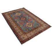 4' x 6' Beautiful Handmade Blue Kazak Rug- Natural Wool