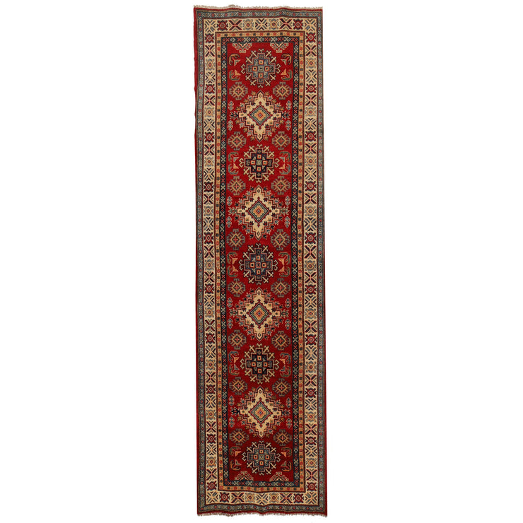 3' x 10' Beautiful Handmade Red Kazak Rug- Natural Wool