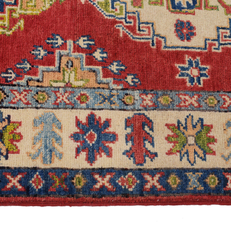 3' x 10' Beautiful Handmade Red Kazak Rug- Natural Wool