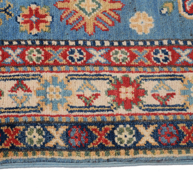 3' x 10' Beautiful Handmade Blue Kazak Rug- Natural Wool