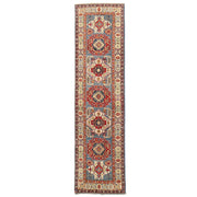 3' x 10' Beautiful Handmade Blue Kazak Rug- Natural Wool