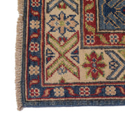 3' x 10' Beautiful Handmade Blue Kazak Rug- Natural Wool