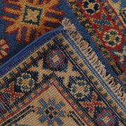 3' x 10' Beautiful Handmade Blue Kazak Rug- Natural Wool