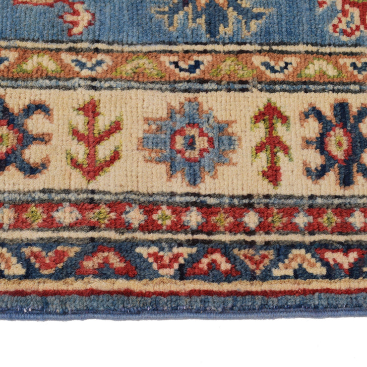 3' x 9' Beautiful Handmade Blue Kazak Rug- Natural Wool