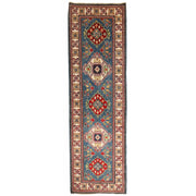 3' x 8' Beautiful Handmade Blue Kazak Rug- Natural Wool