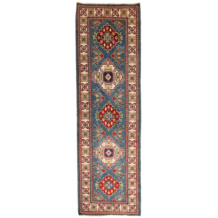 3' x 8' Beautiful Handmade Blue Kazak Rug- Natural Wool