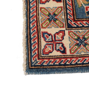 3' x 8' Beautiful Handmade Blue Kazak Rug- Natural Wool