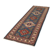 3' x 8' Beautiful Handmade Blue Kazak Rug- Natural Wool