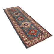 3' x 8' Beautiful Handmade Blue Kazak Rug- Natural Wool