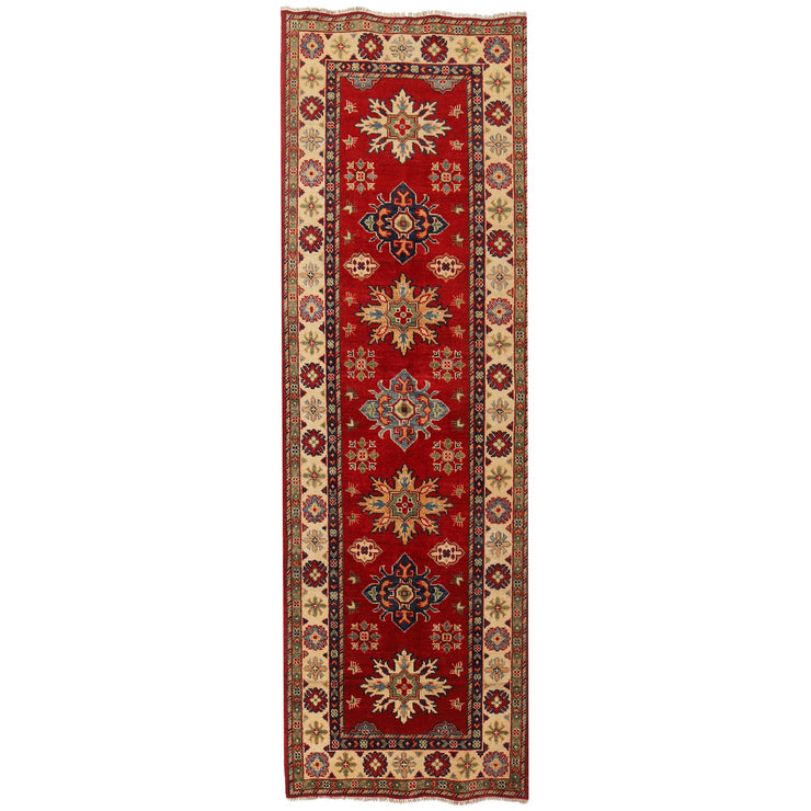 3' x 8' Beautiful Handmade Red Kazak Rug- Natural Wool