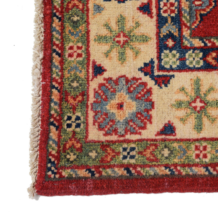 3' x 8' Beautiful Handmade Red Kazak Rug- Natural Wool