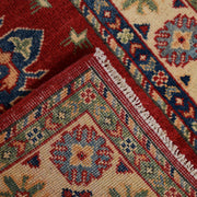 3' x 8' Beautiful Handmade Red Kazak Rug- Natural Wool