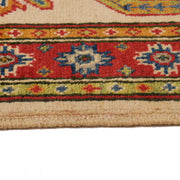 2' x 6' Beautiful Handmade Ivory Kazak Rug- Natural Wool