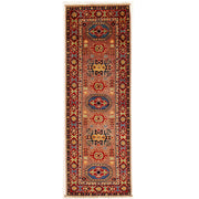 2' x 6' Beautiful Handmade Almond Brown Kazak Rug- Natural Wool