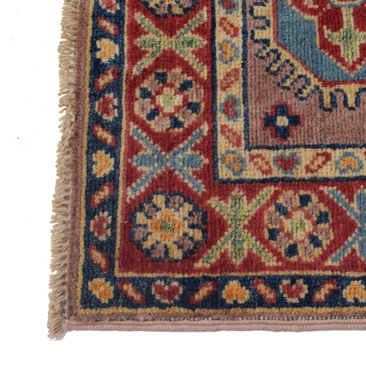 2' x 6' Beautiful Handmade Almond Brown Kazak Rug- Natural Wool