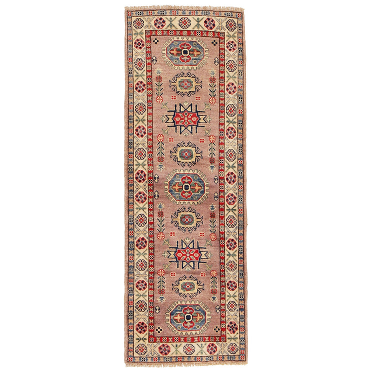 2' x 6' Beautiful Handmade Mustard Brown Kazak Rug- Natural Wool