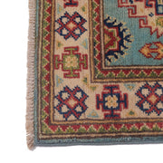 2' x 6' Beautiful Handmade Tea Green Kazak Rug- Natural Wool