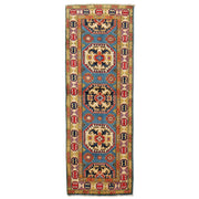 2' x 6' Beautiful Handmade Blue Kazak Rug- Natural Wool