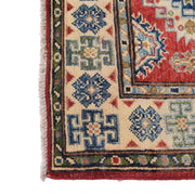 3' x 11' Beautiful Handmade Berry Red Kazak Rug- Natural Wool