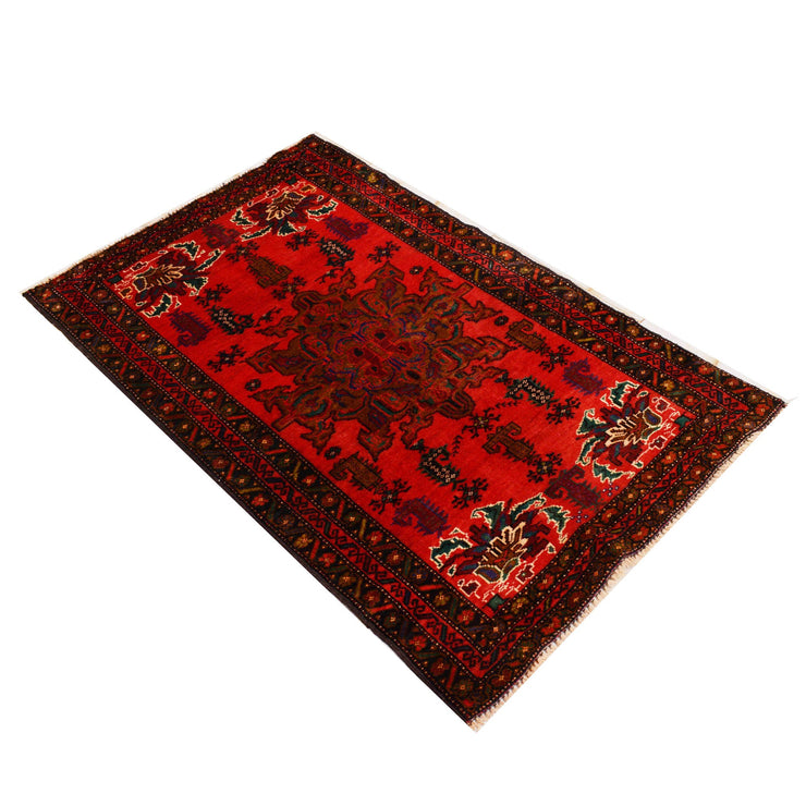 3' x 4' Rose Red Quality Tribal Baluch Rug