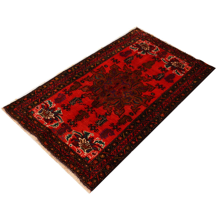 3' x 4' Rose Red Quality Tribal Baluch Rug