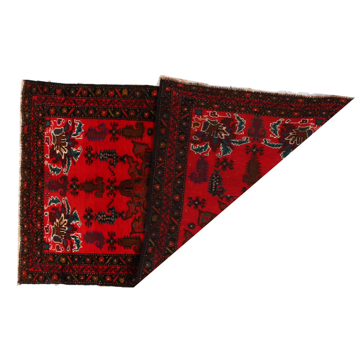 3' x 4' Rose Red Quality Tribal Baluch Rug