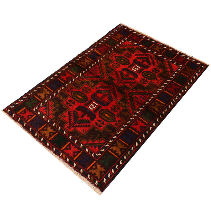 3' x 4' Rose Red Quality Tribal Baluch Rug