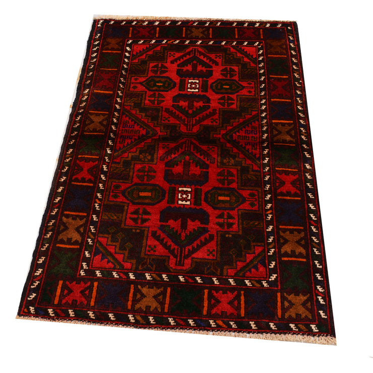 3' x 4' Rose Red Quality Tribal Baluch Rug