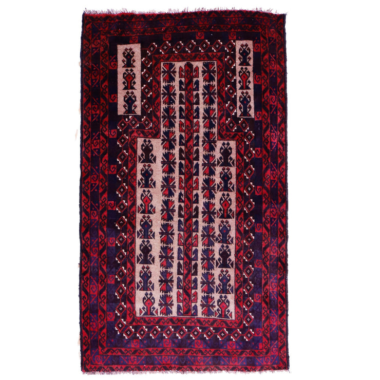 3' x 5' Rose Red Quality Tribal Baluch Rug