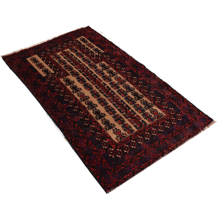 3' x 5' Rose Red Quality Tribal Baluch Rug