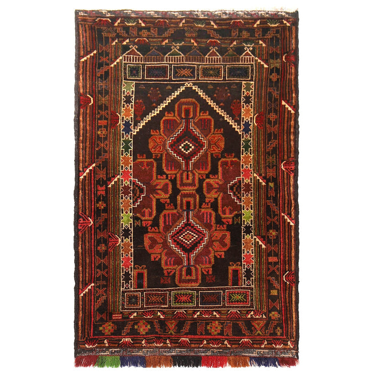 3' x 4' Wood Brown Quality Tribal Baluch Rug