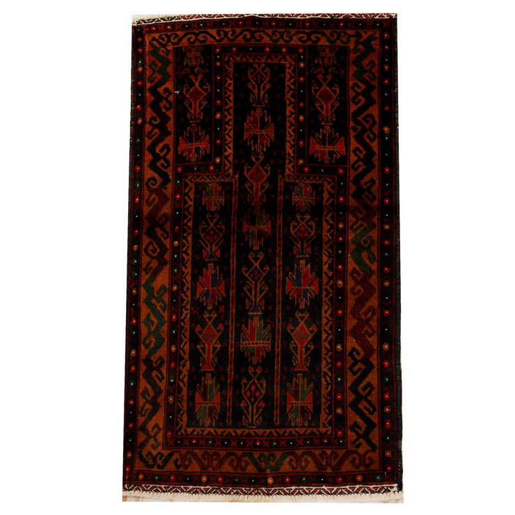 3' x 4' Dark Red Quality Tribal Baluch Rug