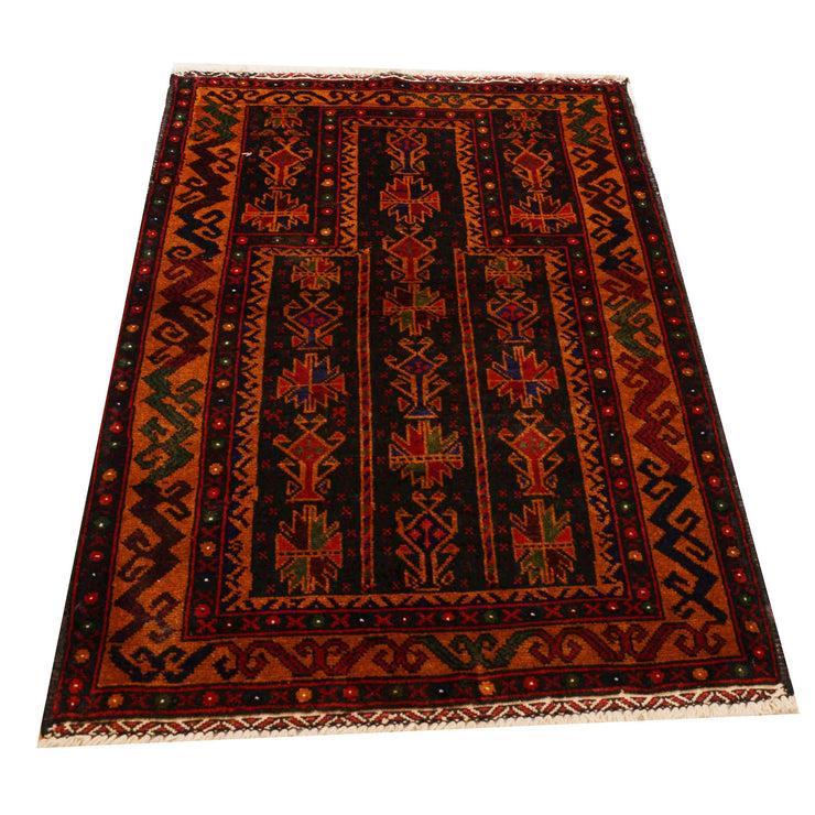 3' x 4' Dark Red Quality Tribal Baluch Rug